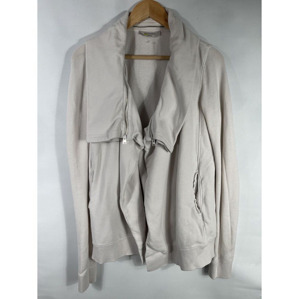 Allsaints Women's Small Light Gray‎ Open Front Mila Dahlia Sweatshirt